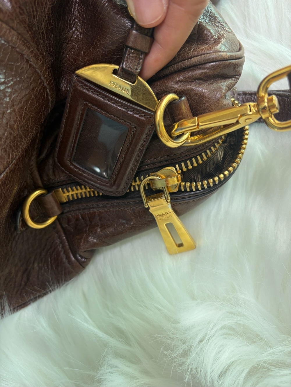 PRADA Brown Leather Satchel Bag - Picture 12 of 15